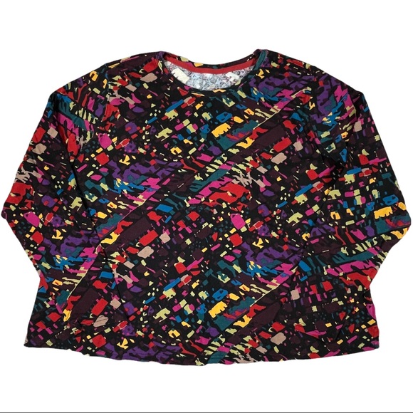 Westbound plus size 2x rainbow color random pattern crew neck long sleeve shirt - Picture 1 of 9